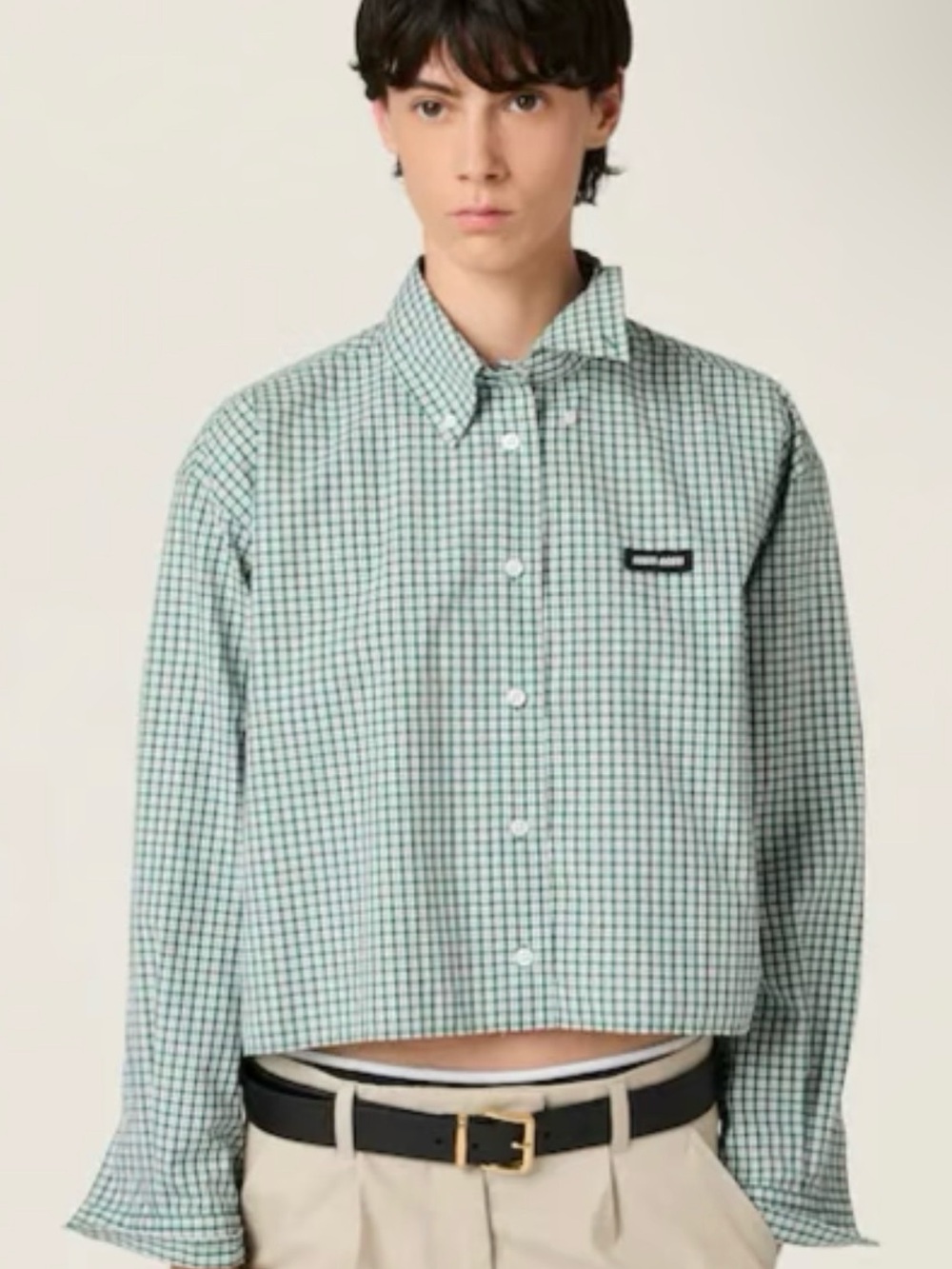Green Check Casual Button-Down Shirt